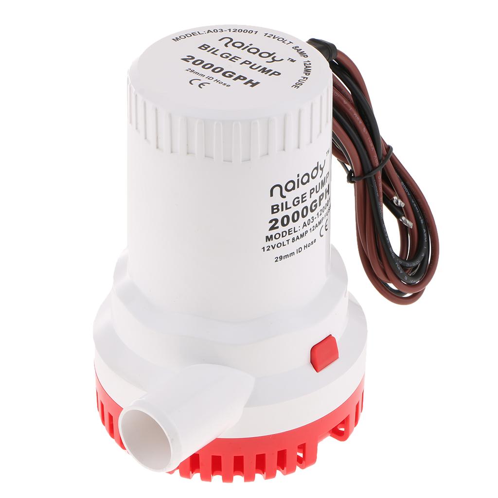 Fishing Boat Bilge Pump - ปั๊มน้ำท้องเรือแบบจุ่มใต้น้ำ 12V 2000GPH น้ำหนักเบา ทำจากพลาสติก สำหรับถ่ายโอนน้ำ