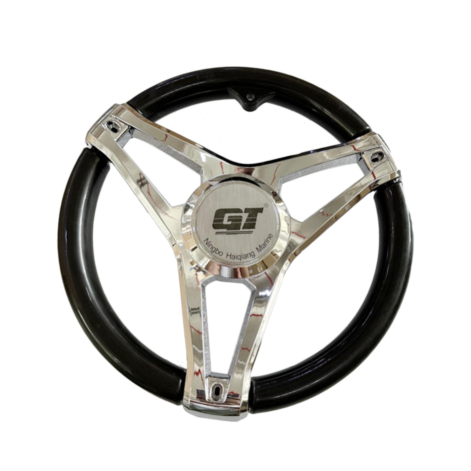 Fishing Boat Steering Wheel - พวงมาลัยเรือยอชท์/เรือเร็ว ขนาด 350 มม. สีดำ ผลิตจากพลาสติก