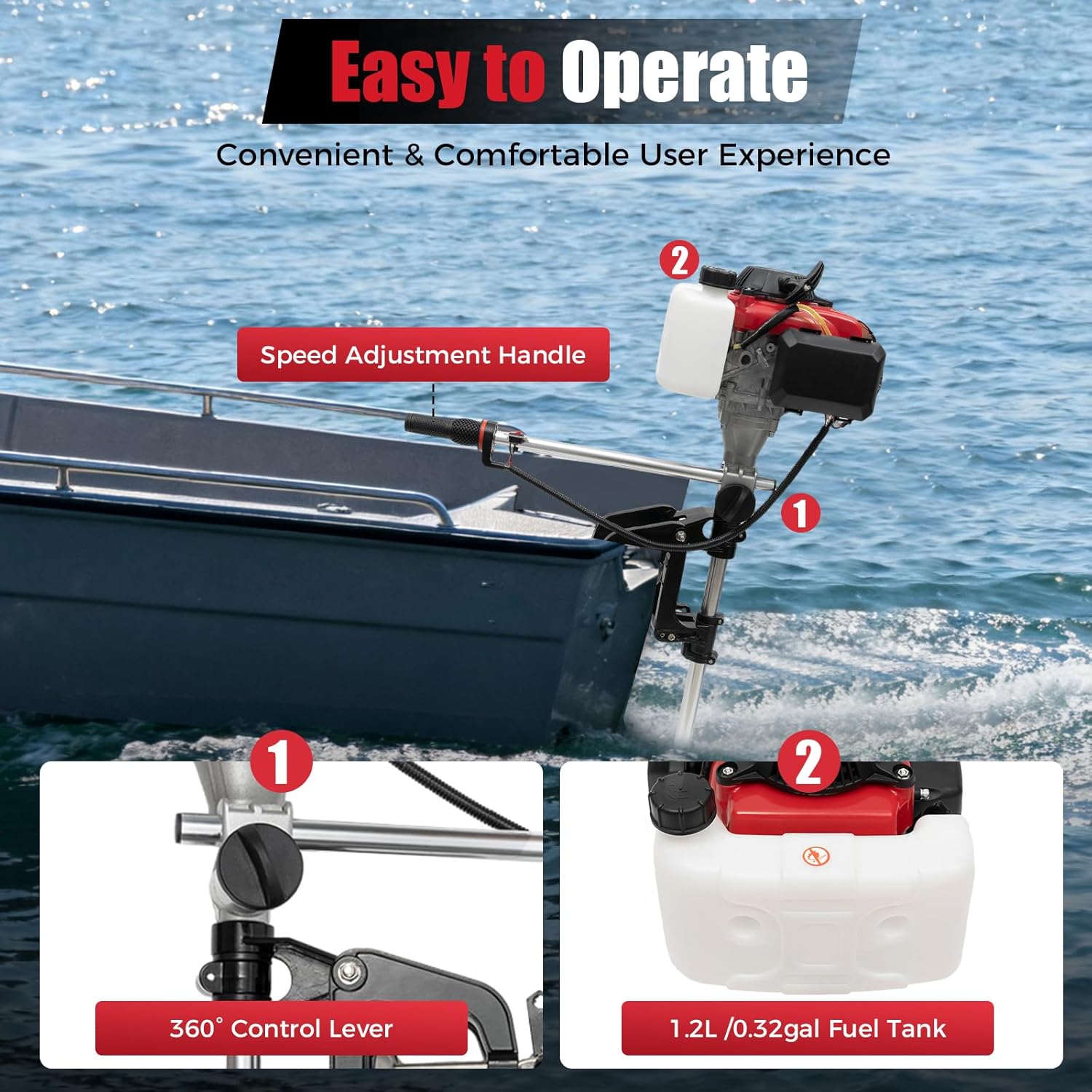 Fishing Boat Outboard Motor - มอเตอร์ติดท้ายเรือ 4 แรงม้า, เครื่องยนต์เรือ 4 จังหวะ