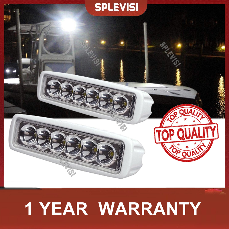 Fishing Boat Trailer - 2ชิ้น12โวลต์6แอลอีดีไฟสปอร์ตไลท์กระจายแสงสีขาวเรือยอชท์ T-Top IP67โป๊ะกันน้ำตกปลา12โวลต์สีขาว