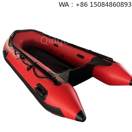 Fishing Boat Aluminum - เรือตกปลาเป่าลมสีแดงรุ่นปี 2025 พื้นอลูมิเนียม ทนทานต่อการสึกหรอ วัสดุ PVC