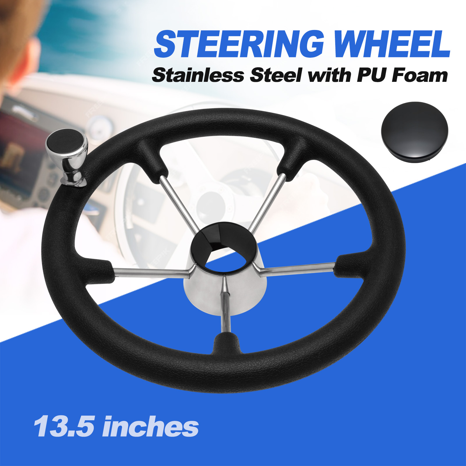 พวงมาลัยเรือสแตนเลส 5 ก้าน ขนา - Fishing Boat Steering Wheel บทวิจารณ์และราคา