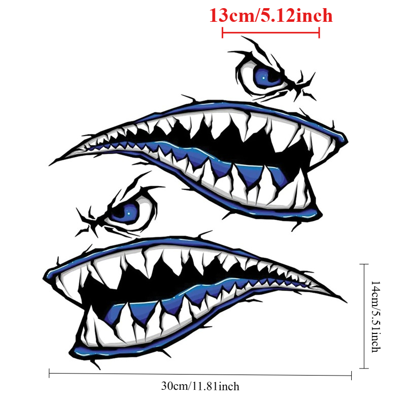 2PCS ฟันฉลามปากเรือสติกเกอร์กั - Fishing Boat Trailer บทวิจารณ์และราคา